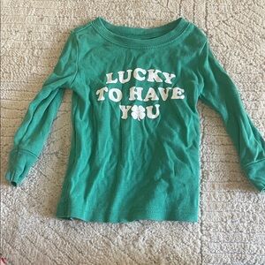 Old Navy Kids Long Sleeve Tee in Green with Lucky Design